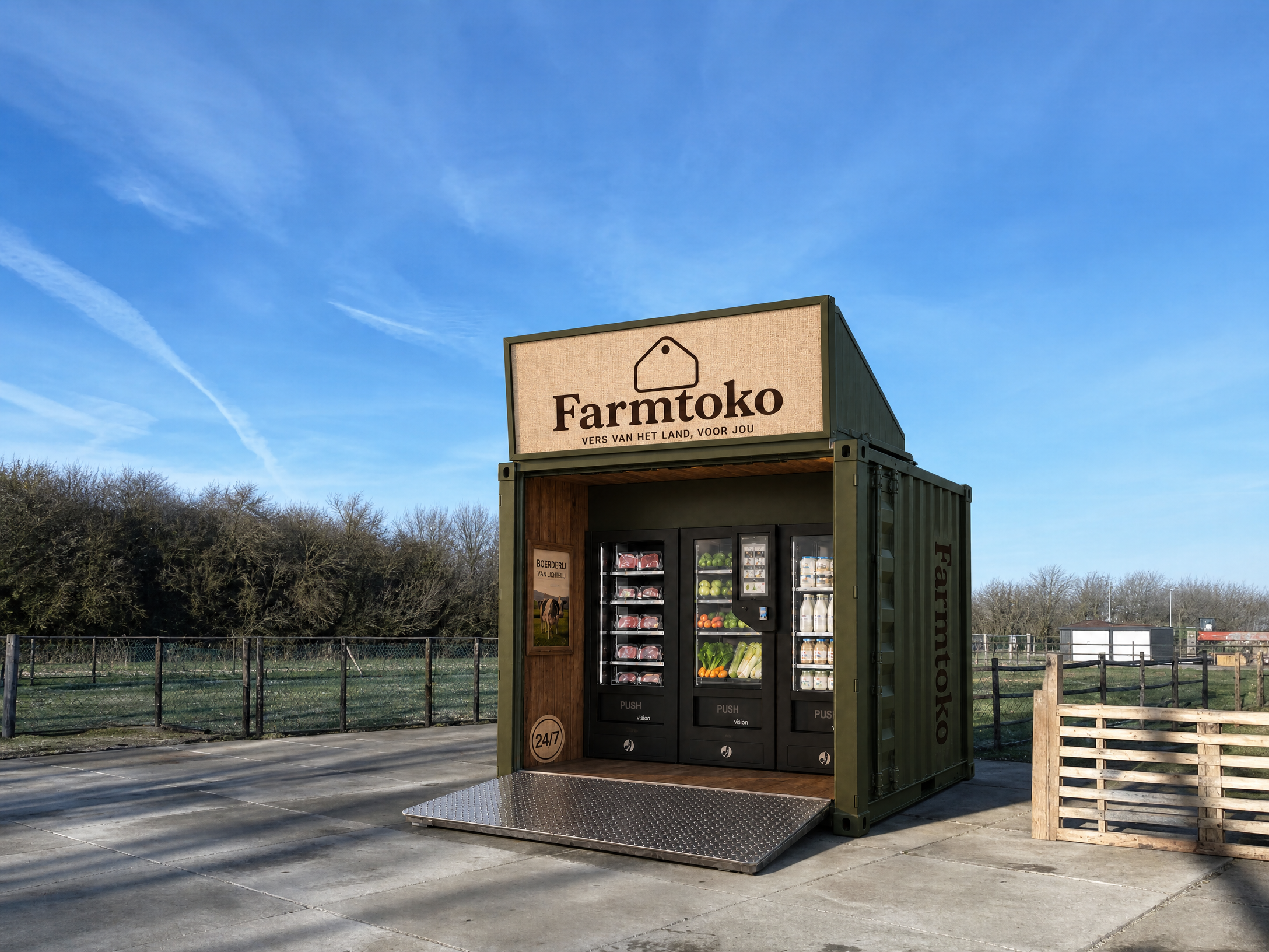 FarmToko containerautomaat met verse streekproducten